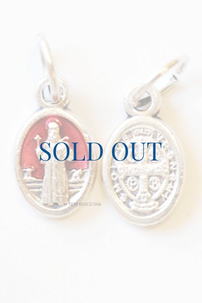 画像1: メダイ　聖ベネディクト　銀+赤 10mm (1)