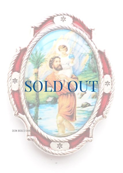 画像1: ★20％OFF★マグネット　聖クリストファー　銀色+赤 (1)