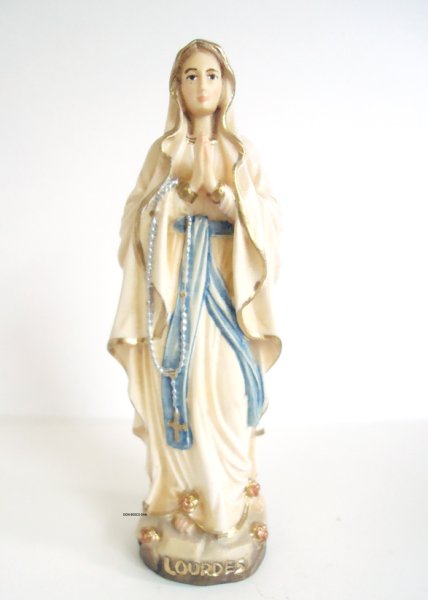 画像1: 木彫り　ルルドのマリア像　カラー 11.5cm  (1)