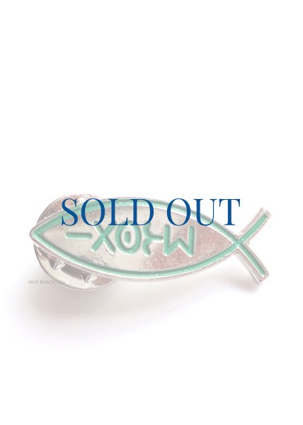 画像1: ピンバッジ　魚型 イクトゥス　緑　 (1)