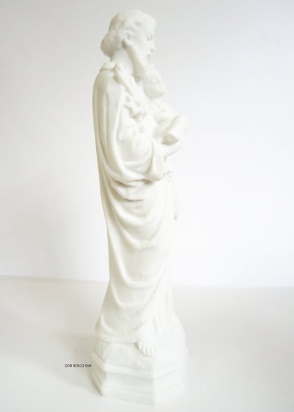 画像5: プラストマーブル製　聖ヨセフと幼子イエス像　約15cm 白 (5)