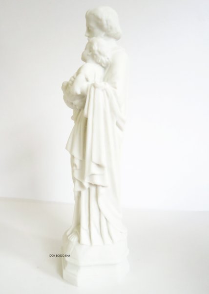 画像3: プラストマーブル製　聖ヨセフと幼子イエス像　約15cm 白 (3)