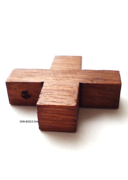 画像2: ミニ十字架　木製　ギリシャ十字架　　茶 (2)