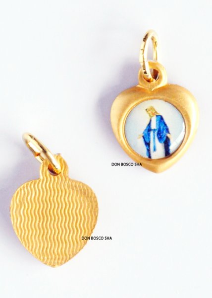 画像2: メダイ ハート型　無原罪　金色 小 12mm (2)