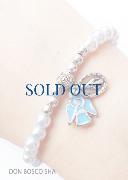 画像3: ロザリオブレスレット　パール調珠　天使　水色　※在庫僅少　NB (3)