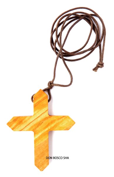 画像1: ペンダント　オリーブ製　十字架 (1)