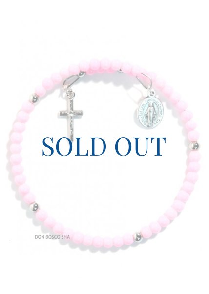画像1: ブレスレット　ロザリオ一環巻タイプ　ピンク　NB (1)