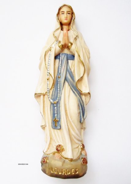 画像1: 木彫り　ルルドのマリア像　カラー 9.5cm (1)