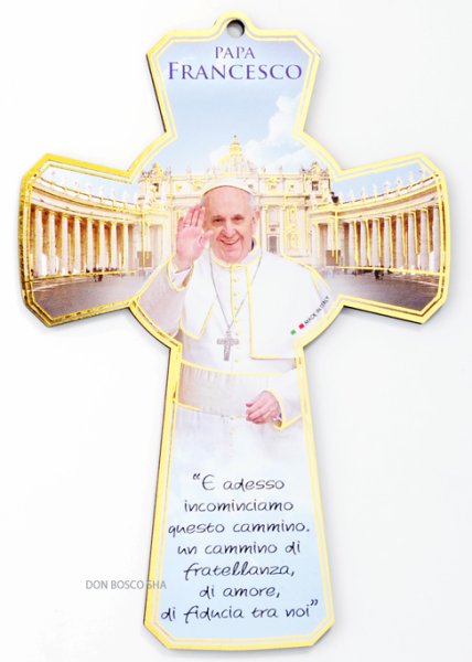 画像1: 板絵十字架 教皇フランシスコ バチカン (1)