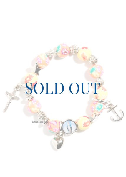 画像1: ★50％OFF★ロザリオブレスレット　信望愛　カラーゴム珠　オレンジ+黄赤　NB (1)