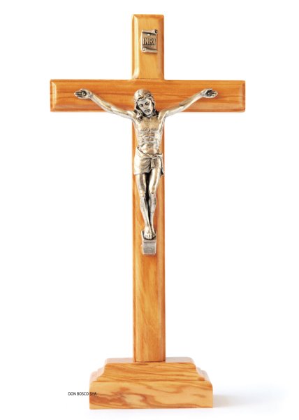 画像1: 卓上十字架　オリーブ製　H18cm (1)