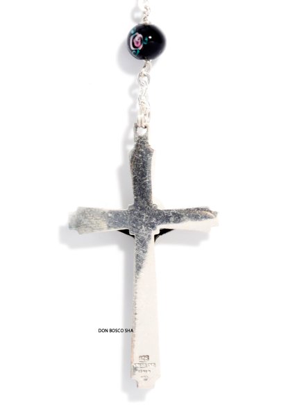 画像5: ロザリオ　シルバー925＆花柄ベネチアン珠　黒色 【返品不可商品】 (5)