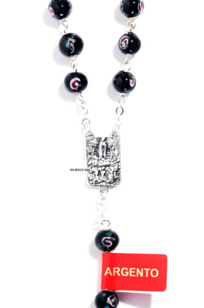 画像3: ロザリオ　シルバー925＆花柄ベネチアン珠　黒色 【返品不可商品】 (3)