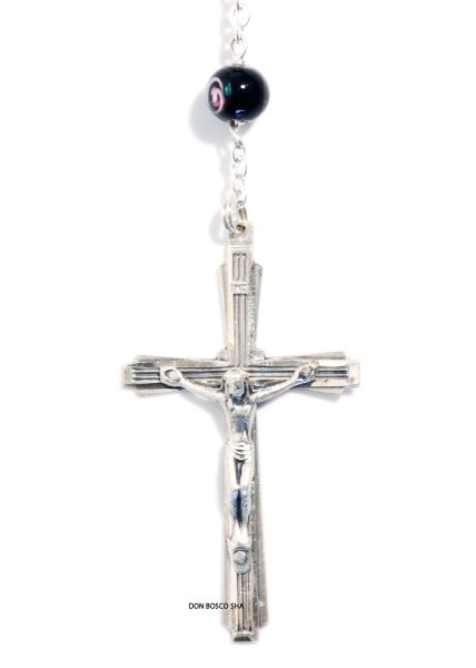 画像4: ロザリオ　シルバー925＆花柄ベネチアン珠　黒色 【返品不可商品】 (4)