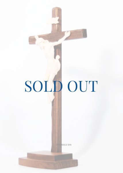 画像6: 木彫り 卓上十字架　白木 23cm (6)