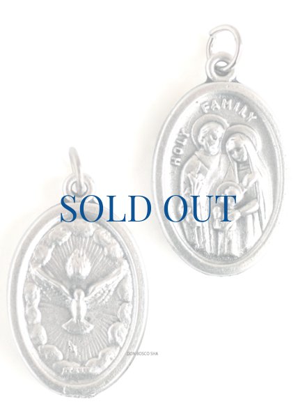 画像1: 両面メダイ　聖霊(ハト)+聖家族　銀色　※在庫僅少 NB (1)