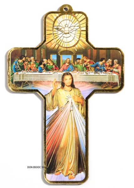 画像1: 板絵十字架　いつくしみのイエス＆最後の晩餐 (1)