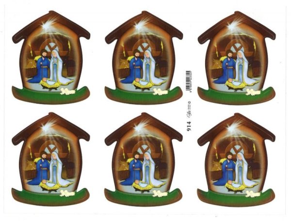 画像2: イタリア製クリスマスシール　馬小屋型ご降誕　914 (2)