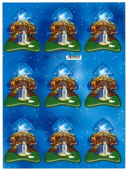 画像2: イタリア製クリスマスシール　ツリー型馬小屋の聖家族 (2)