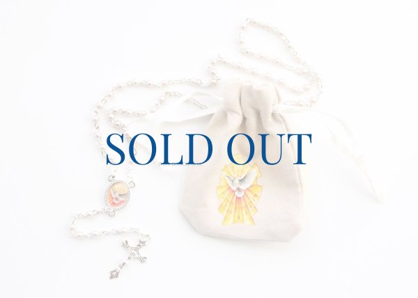 画像1: ロザリオネックレス 堅信/聖霊・ハト 巾着入り　NB (1)