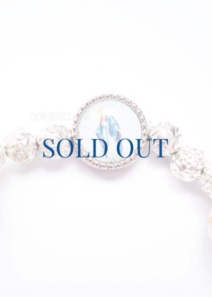 画像3: ロザリオブレスレット　陶器花柄10mm珠 無原罪　黒 (3)