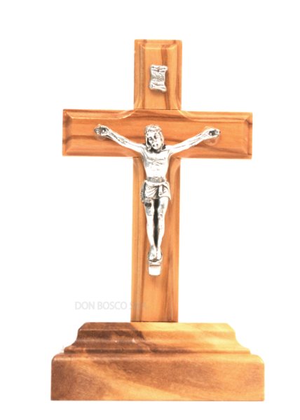 画像1: 卓上十字架　オリーブ製　約H9.7cm (1)