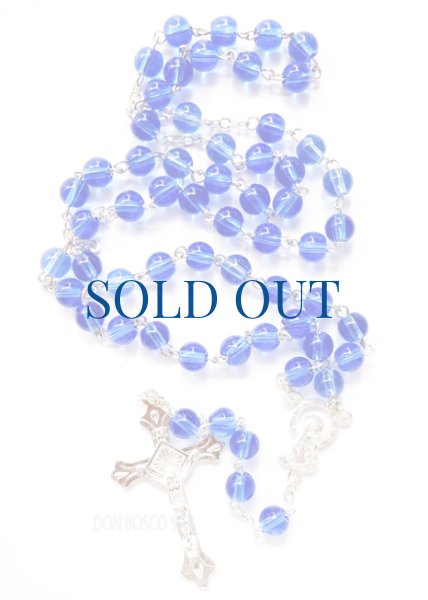 画像1: ロザリオ　ガラス　丸6mm珠　青 (1)