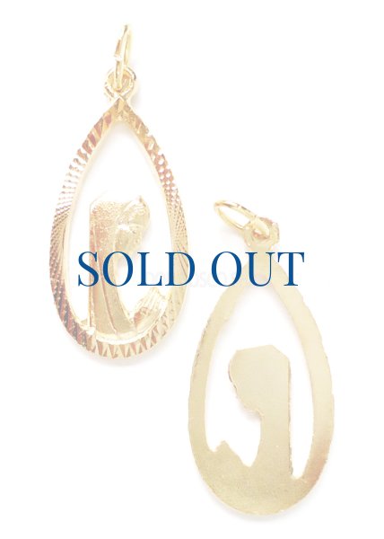 画像1: メダイ　横向きマリア　しずく型 透かし金 (1)