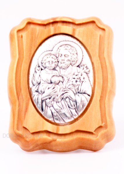 画像1: 卓上置物　聖ヨセフ　オリーブ製 (1)