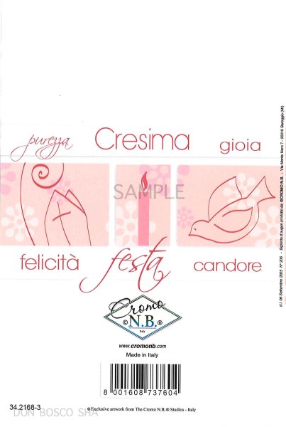 画像3: イタリア製二つ折りカード　堅信ハトピンク　34.2168-3 (3)