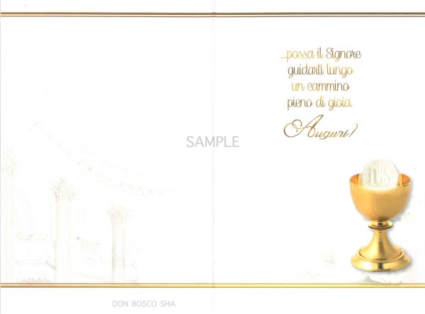 画像2: イタリア製二つ折りカード　初聖体　カリスとホスチア　CO.3598-2 (2)