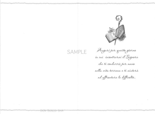 画像2: イタリア製二つ折りカード　堅信ハト＆杖　21.0234-1 (2)