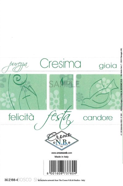 画像3: イタリア製二つ折りカード　堅信ハトグリーン　34.2168-4 (3)