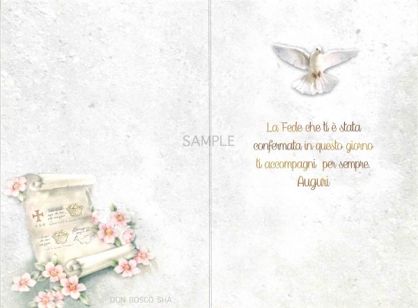 画像2: イタリア製二つ折りカード　堅信ハト＆杖　CR.3614-2　 (2)