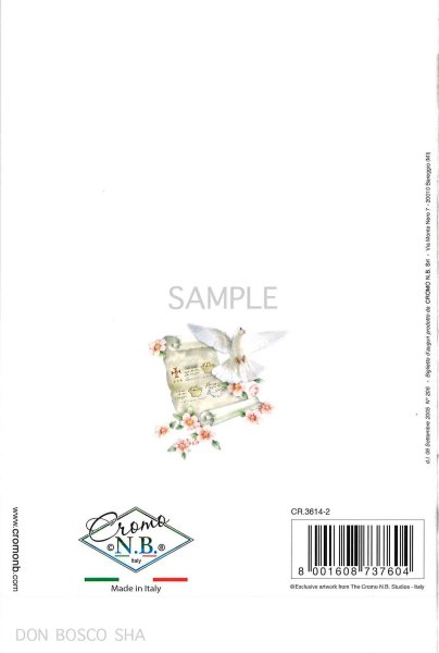 画像3: イタリア製二つ折りカード　堅信ハト＆杖　CR.3614-2　 (3)