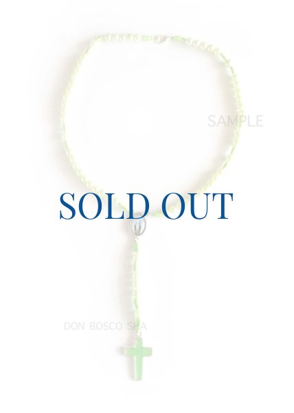 画像3: ロザリオネックレス パール調珠 紐編み グリーン (3)