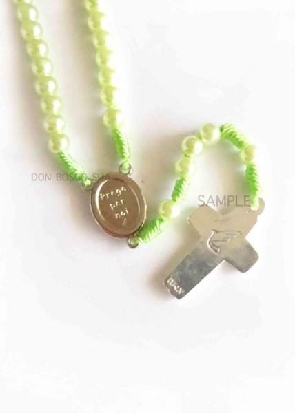 画像2: ロザリオネックレス パール調珠 紐編み グリーン (2)