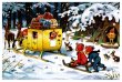 画像1: 二つ折りアドベントカード　封筒付　12407　雪の森を走るプレゼントそり (1)