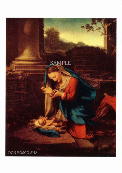 画像1: イタリア製　名画二つ折りカード　礼拝のマドンナ (1)