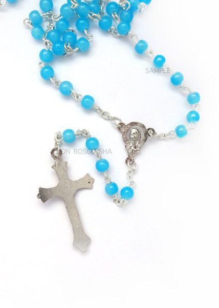 画像2: ロザリオ　ガラス5mm珠　水色　NB　※在庫僅少 (2)