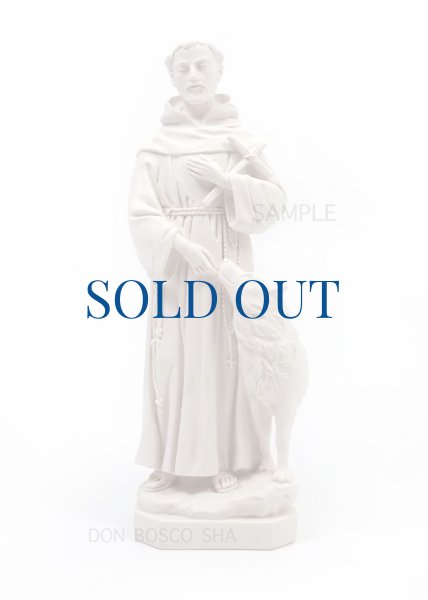 画像1: プラストマーブル製　聖像　聖フランシスコと狼　白 31cm (1)