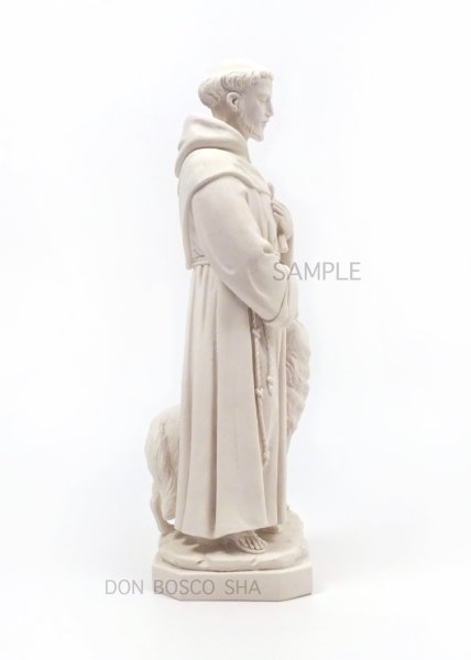 画像4: プラストマーブル製　聖像　聖フランシスコと狼　白 31cm (4)