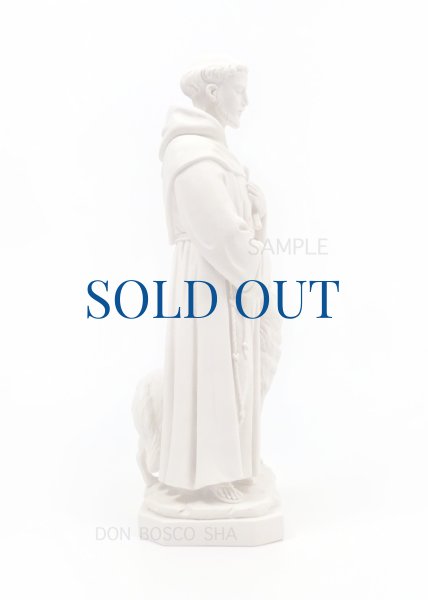 画像4: プラストマーブル製　聖像　聖フランシスコと狼　白 31cm (4)