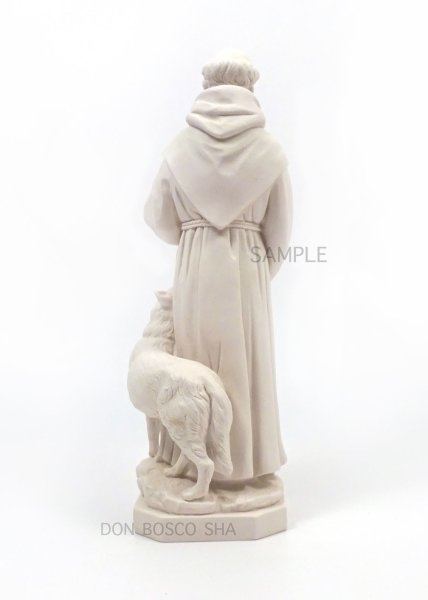 画像3: プラストマーブル製　聖像　聖フランシスコと狼　白 31cm (3)