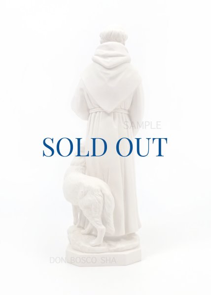 画像3: プラストマーブル製　聖像　聖フランシスコと狼　白 31cm (3)