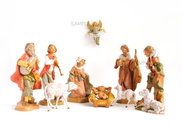 画像1: モンテッソーリ宗教教育 ジオラマ用 12cm　(3)イエスの誕生羊飼いの賛美のシーン(牛ロバなし) (1)