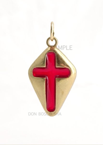 画像2: ミニ十字架　金地に赤い十字架　A　 (赤い部分透けるタイプ) (2)