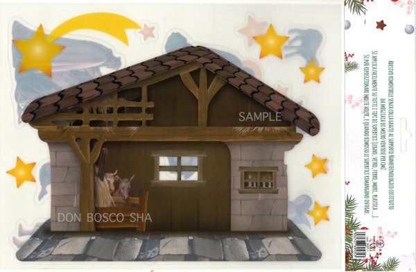 画像1: 窓用ステッカー　ご降誕馬小屋セット 3007-1　※在庫2点のみ (1)