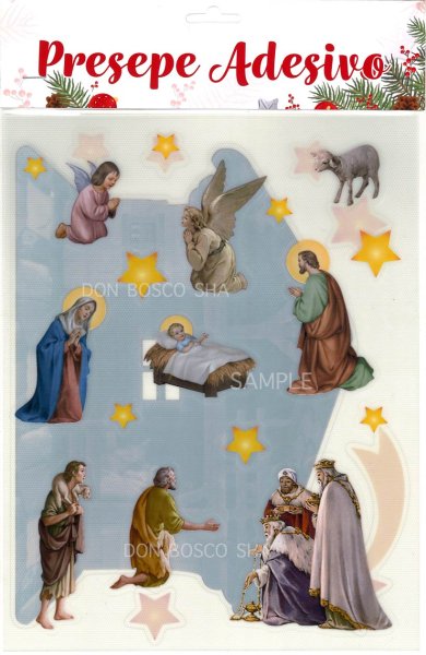 画像2: 窓用ステッカー ご降誕馬小屋セット 3007-1 ※在庫2点のみ (2)