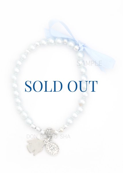 画像2: ロザリオブレスレット　パール調珠　天使　水色　※在庫僅少　NB (2)